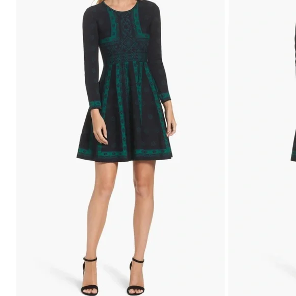 Eliza J | Dresses | Eliza J Pattern Doubleknit Fit Flare Dress | Poshmark